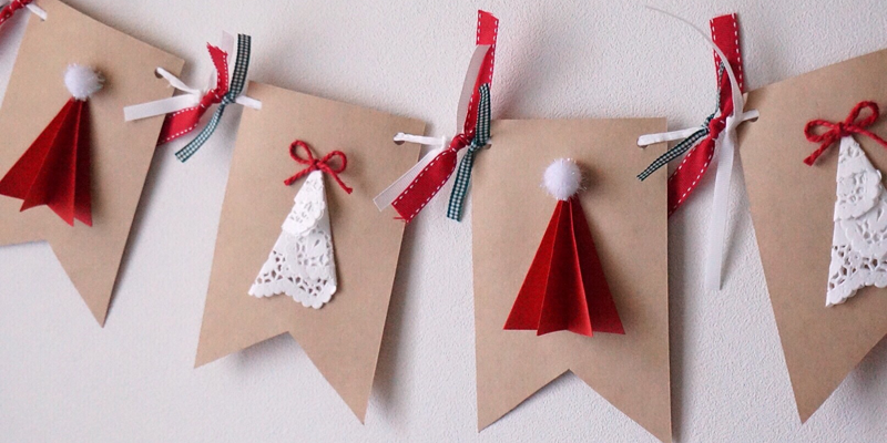 サンタ帽とクリスマスツリーが可愛い!ナチュラルクリスマスガーランドの作り方<br>|by yum-yum anniversary
