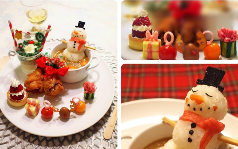 “いつものカレー”がちょっとしたアレンジで可愛いクリスマスプレートに♪「スノーマンカレー」の作り方<br>|by kid’s party Ahny’s