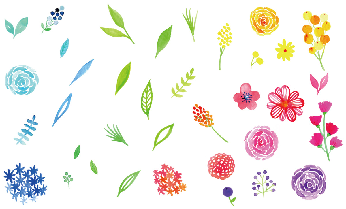 無料テンプレート 夏ウェディングに 水彩花デザインのペーパー
