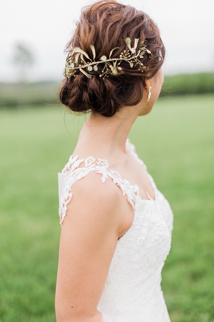 ゴールドベースヘッドドレス ブライダルヘアアクセサリー結婚式