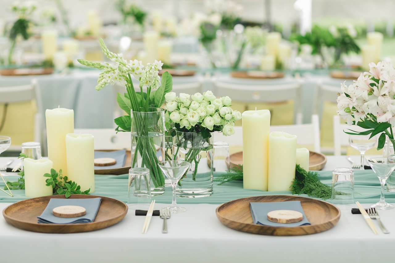 結婚式 高砂テーブル装飾 ２箱セット LEDキャンドル付き - テーブル