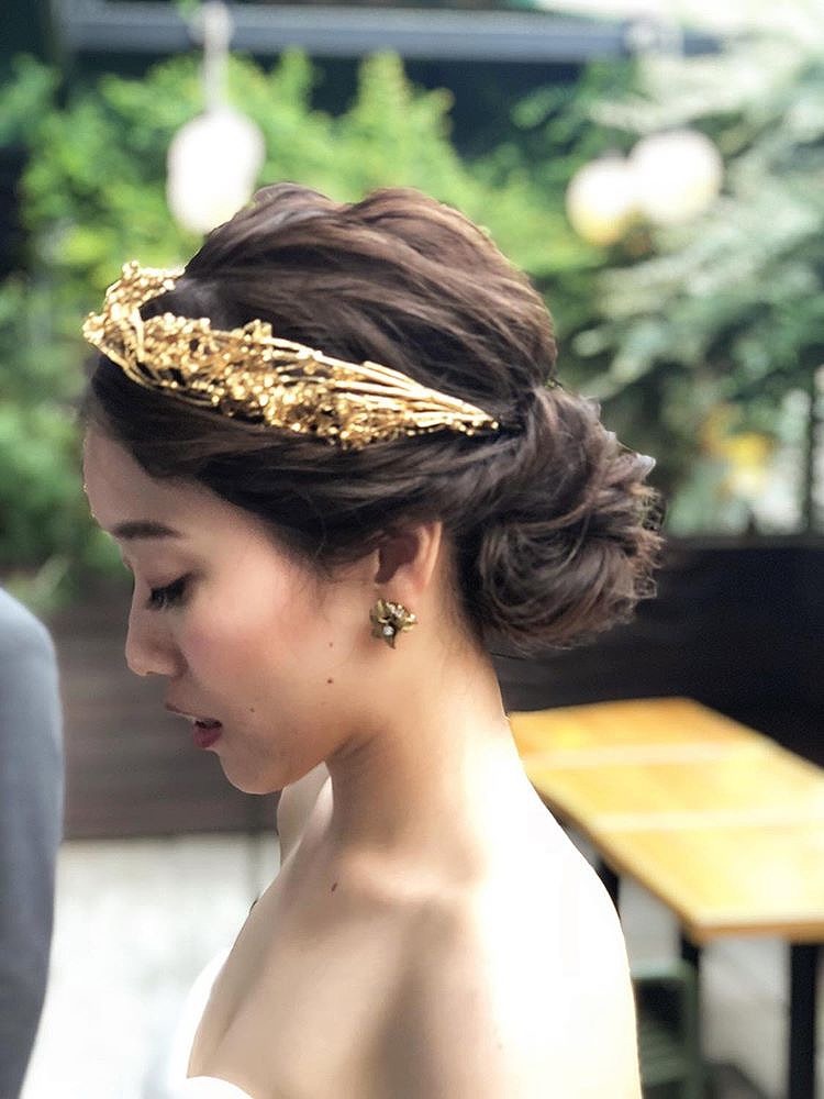値頃 FY ゴールド花びらヘッドドレス ブライダル 結婚式 髪飾り ウェディング