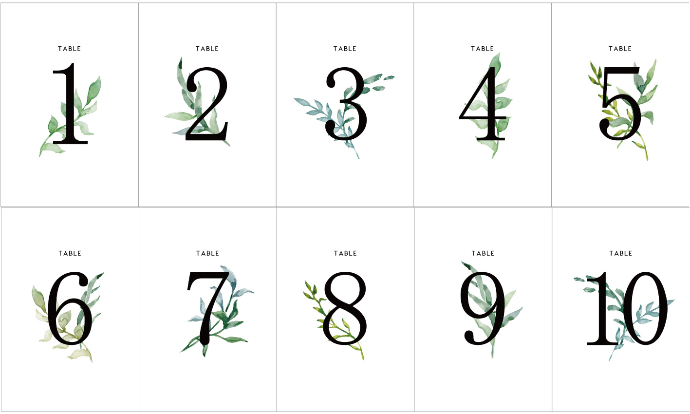 簡単手作り オシャレなボタニカルデザインのテーブルナンバー 無料