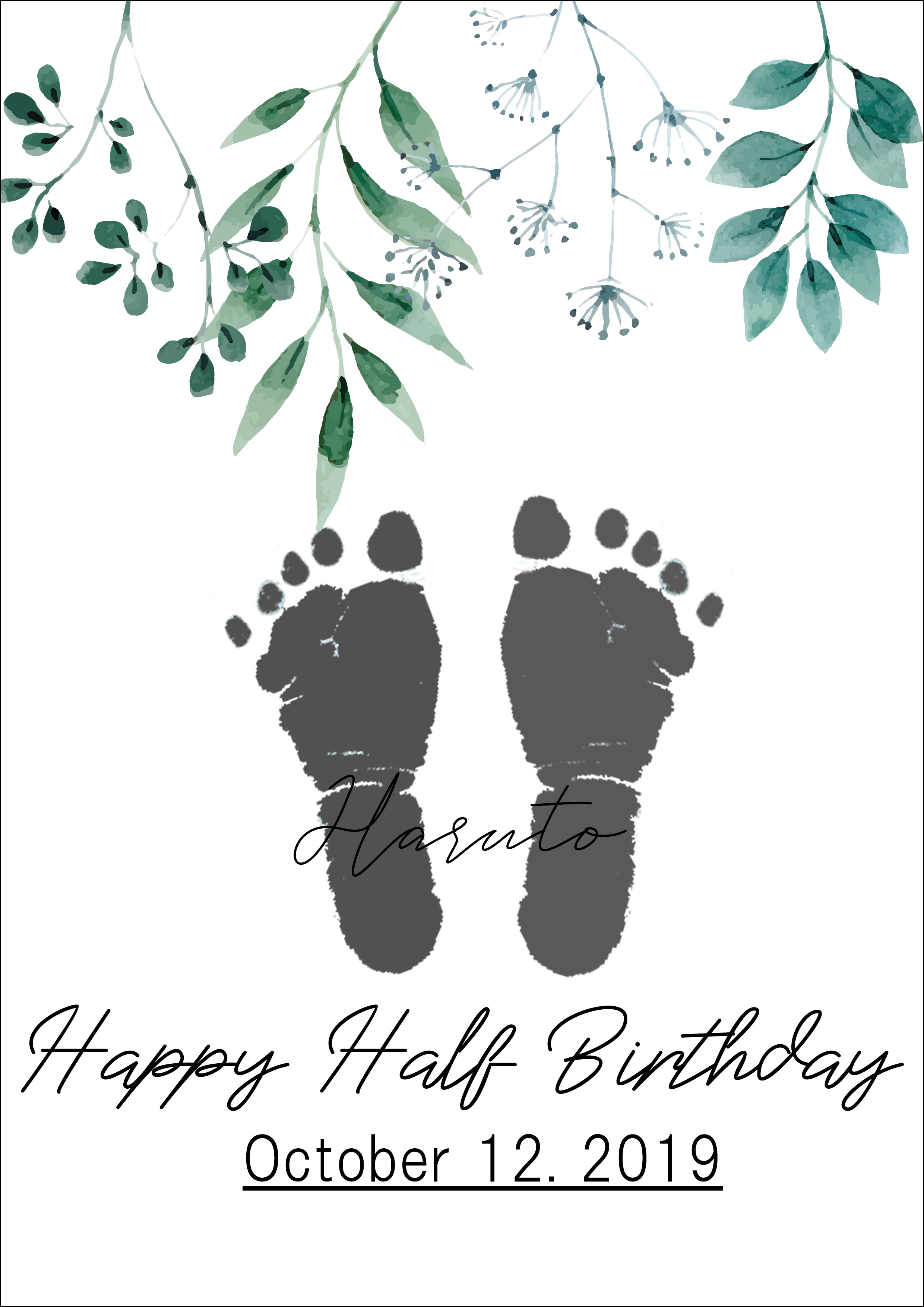 ハーフバースデーの記念に 赤ちゃんの手形 足形が取れる無料テンプレート Arch Days