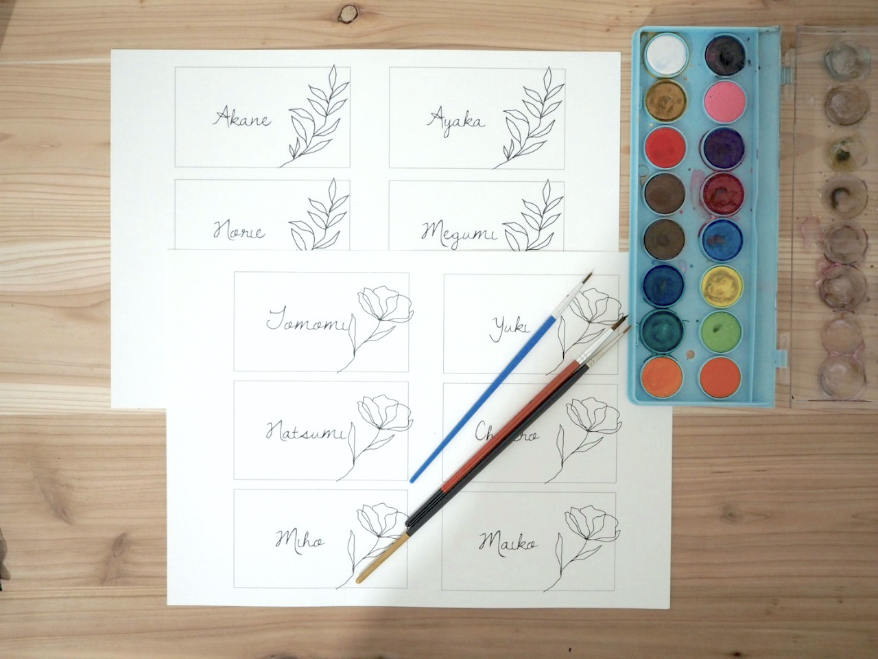 テンプレートを使って水彩カラーに簡単チャレンジ ウェディング席札の作り方 Arch Days