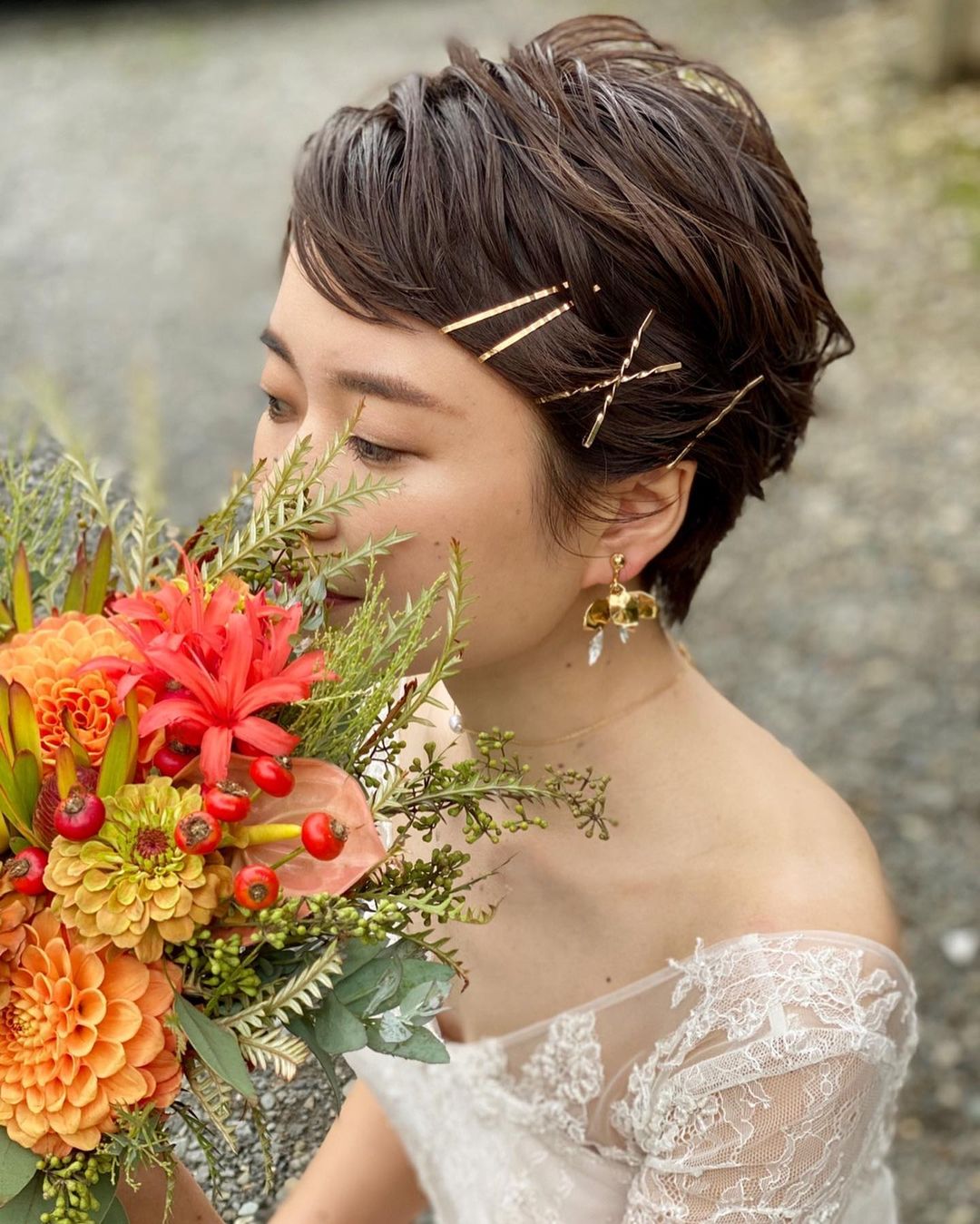 ショートカット 花嫁 髪型