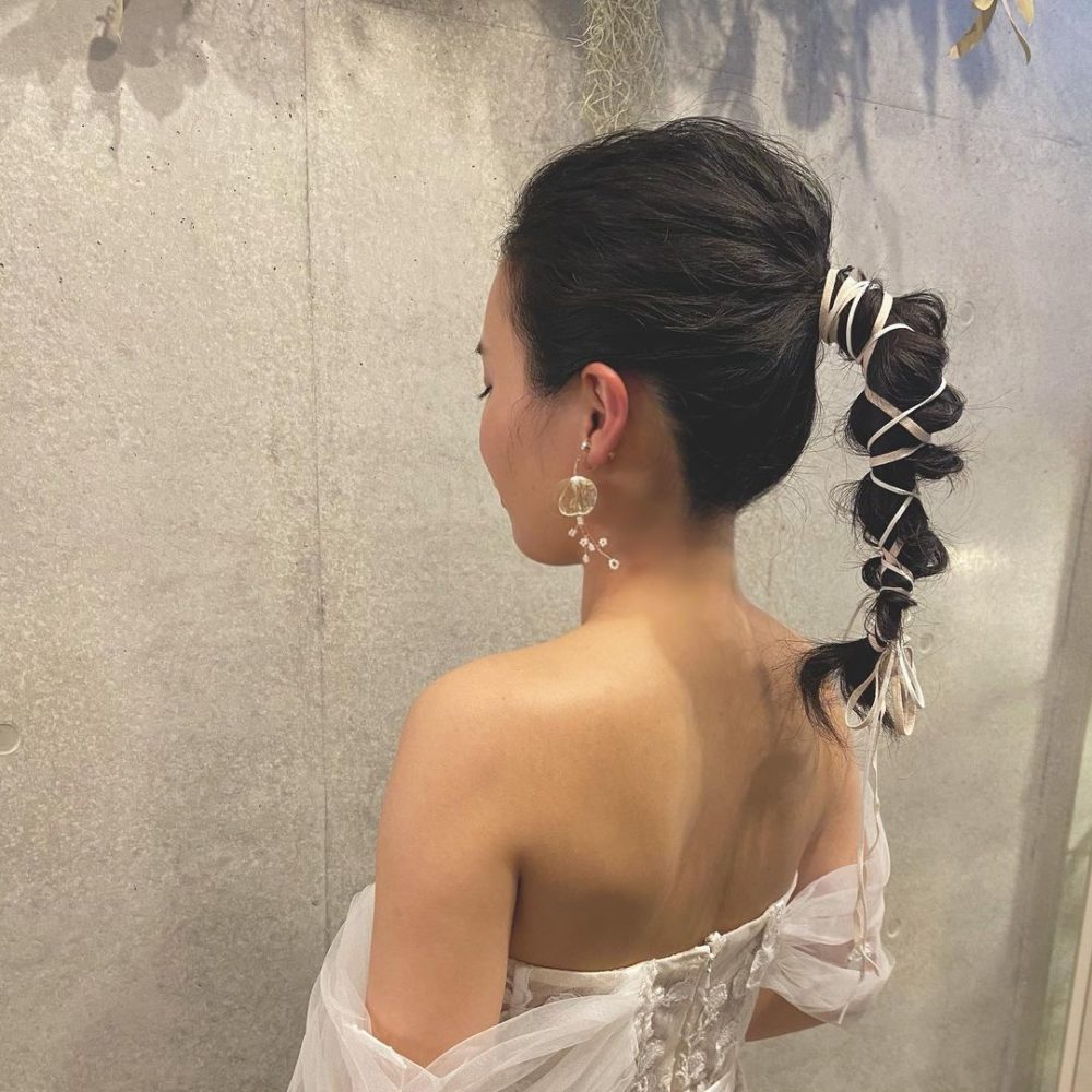 花嫁 髪型 編みおろし